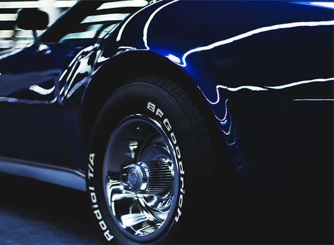 Close-up of rear car tire