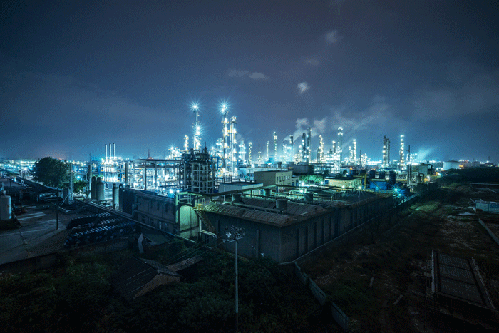 industrial plant at night